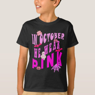 In oktober Draag we roze bewustzijn van borstkanke T-shirt