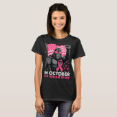 In oktober Draag we roze Bigfoot Borstkanker Awar T-shirt (Voorkant volledig)