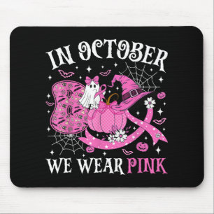 In oktober Draag we roze Boo Ghost Breast Cancer A Muismat