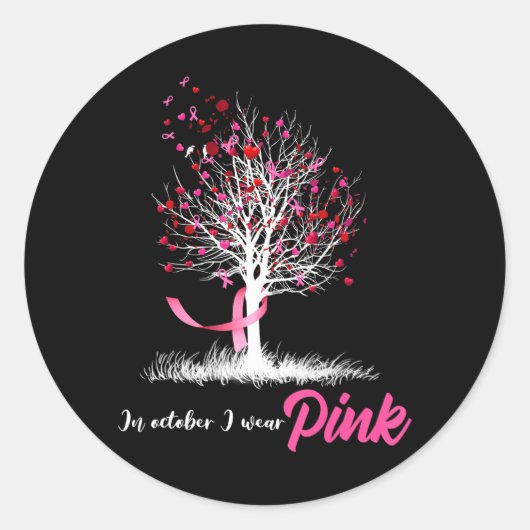 In oktober Draag we roze boomborstkanker Ronde Sticker (Voorkant)