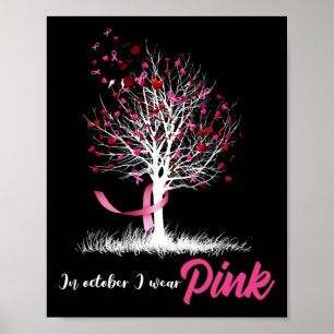 In oktober Draag we roze boomstamkanker. Poster