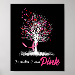 In oktober Draag we roze boomstamkanker. Poster