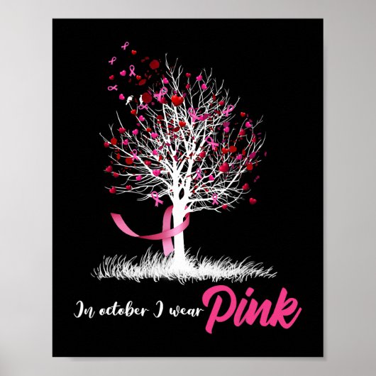 In oktober Draag we roze boomstamkanker. Poster (Voorkant)