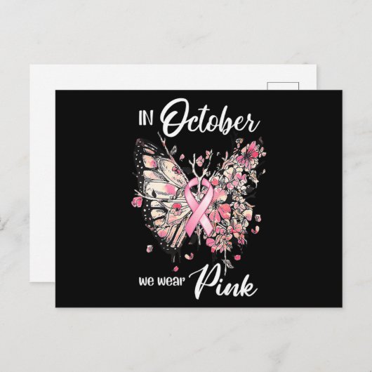 In oktober Draag we roze borstkanker Briefkaart (Voorkant / Achterkant)