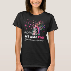 In oktober Draag we roze borstkanker Butterf T-shirt