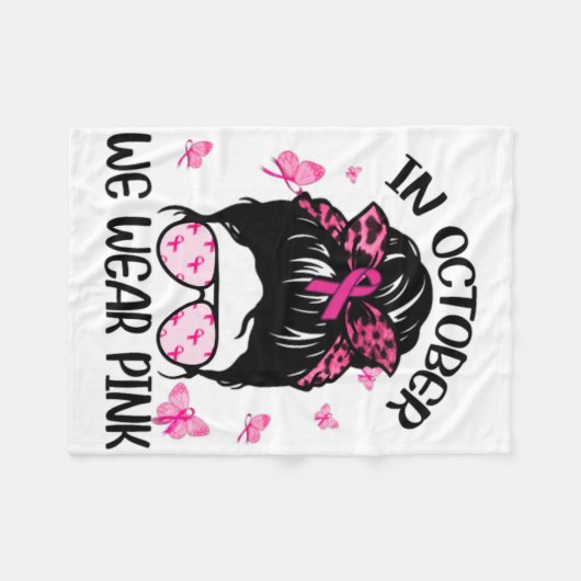 In oktober Draag we roze borstkanker Fleece Deken (Voorkant (Horizontaal))