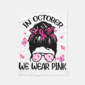 In oktober Draag we roze borstkanker Fleece Deken (Voorkant)