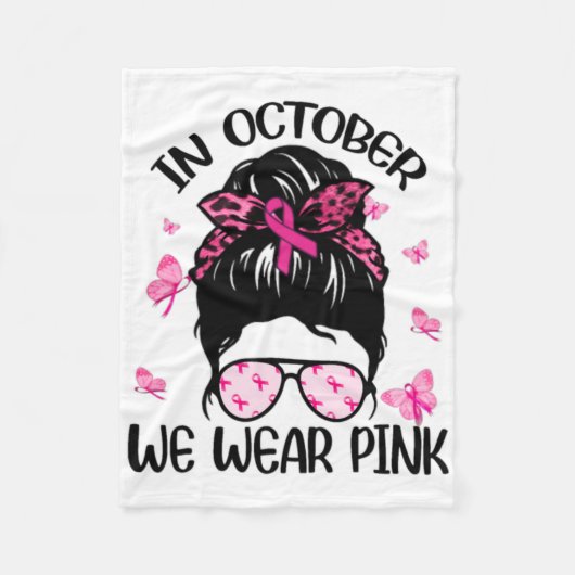 In oktober Draag we roze borstkanker Fleece Deken (Voorkant)