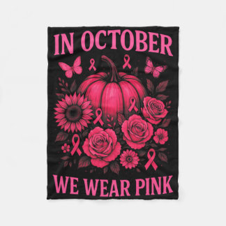 In oktober Draag we roze - borstkanker Fleece Deken