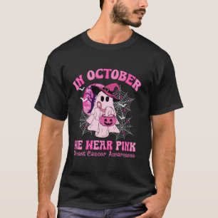 In oktober Draag we roze borstkanker Groovy Ghost T-shirt