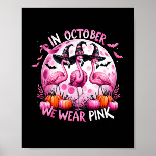 In oktober Draag we roze borstkanker Halloween Poster