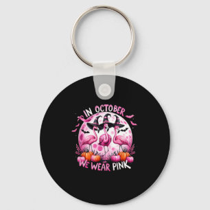 In oktober Draag we roze borstkanker Halloween Sleutelhanger