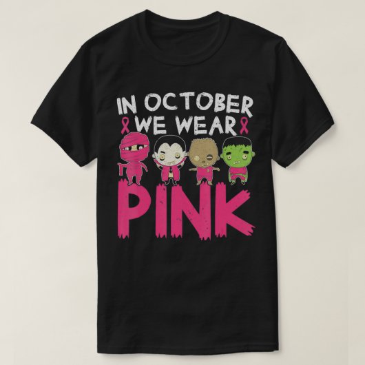 In oktober Draag we roze borstkanker Halloween T-shirt (Design voorkant)