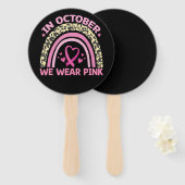 In oktober Draag we roze borstkanker Handwaaier (Voorkant en achterkant)