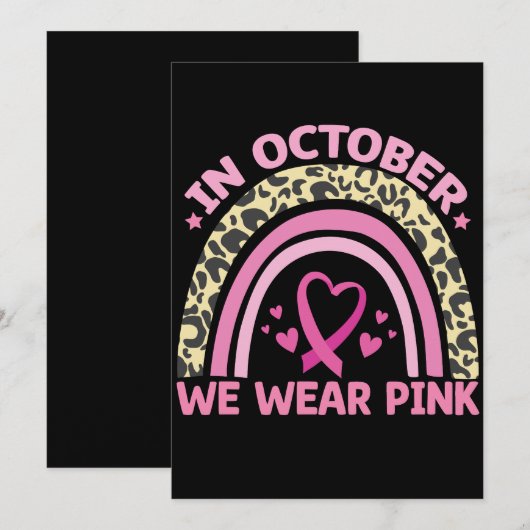 In oktober Draag we roze borstkanker Kaart (Voorkant / Achterkant)