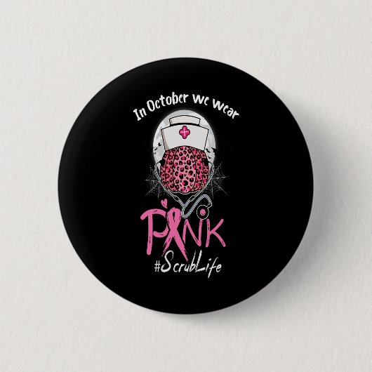 In oktober Draag we roze borstkanker Ronde Button 5,7 Cm (Voorkant)