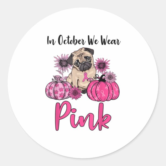 In oktober Draag we roze borstkanker Ronde Sticker (Voorkant)