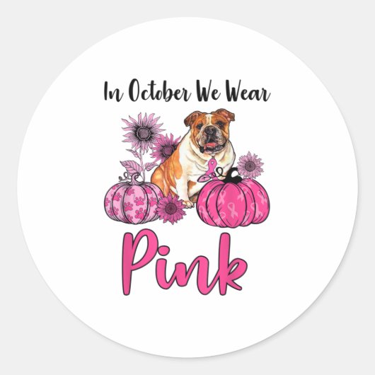 In oktober Draag we roze borstkanker Ronde Sticker (Voorkant)