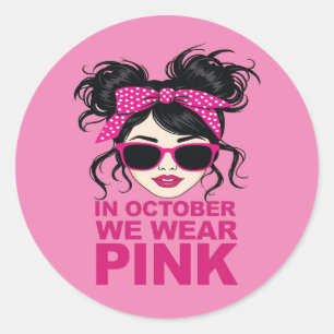 In oktober Draag we roze borstkanker Ronde Sticker