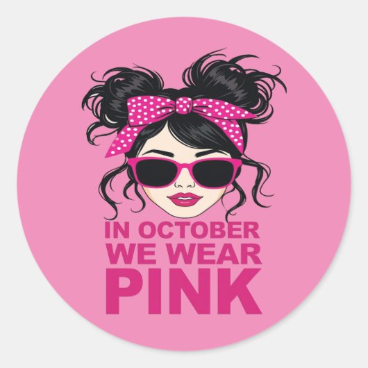 In oktober Draag we roze borstkanker Ronde Sticker (Voorkant)