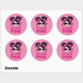 In oktober Draag we roze borstkanker Ronde Sticker (Vel)