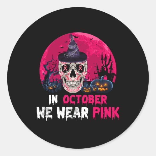 In oktober Draag we roze borstkanker Ronde Sticker (Voorkant)
