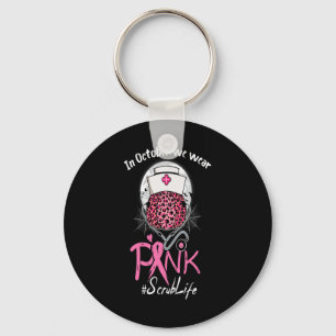 In oktober Draag we roze borstkanker Sleutelhanger