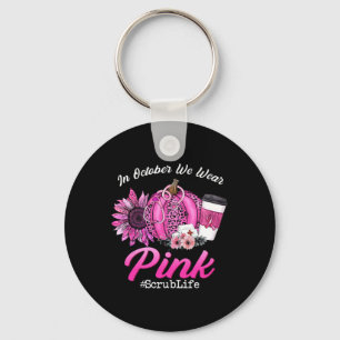 In oktober Draag we roze borstkanker Sleutelhanger