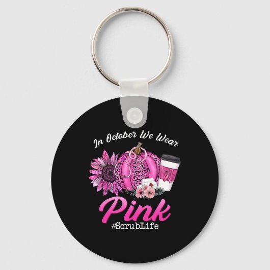 In oktober Draag we roze borstkanker Sleutelhanger (Voorkant)
