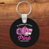 In oktober Draag we roze borstkanker Sleutelhanger (Voorkant)