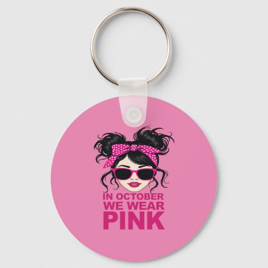 In oktober Draag we roze borstkanker Sleutelhanger (Voorkant)