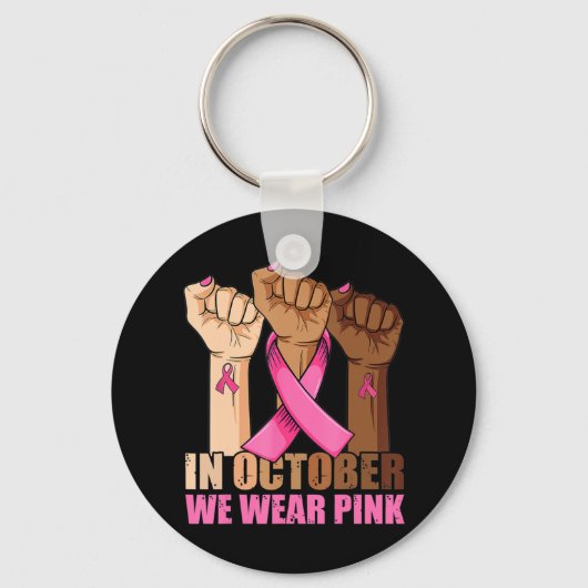 In oktober Draag we roze borstkanker. Sleutelhanger (Voorkant)
