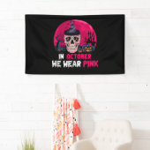 In oktober Draag we roze borstkanker Spandoek (Insitu)