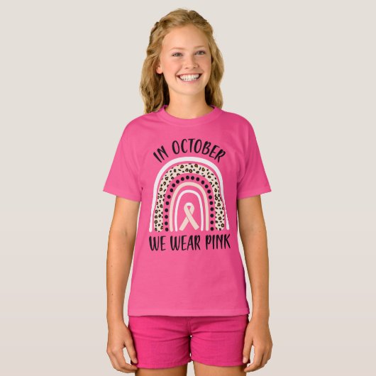 In oktober Draag we roze borstkanker T-shirt (Voorkant volledig)