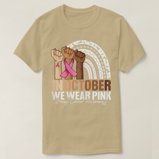 In oktober draag we roze borstkanker t-shirt (Design voorkant)