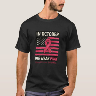 In oktober Draag we roze borstkanker T-shirt
