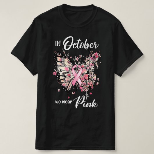 In oktober Draag we roze borstkanker T-shirt (Design voorkant)