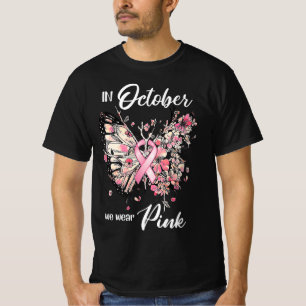 In oktober Draag we roze borstkanker T-shirt