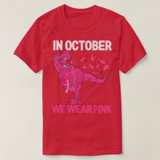 In oktober Draag we roze borstkanker Tre Dino Kind T-shirt (Design voorkant)