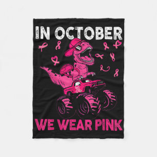 In oktober Draag we roze borstkanker Trex Dino Ki Fleece Deken