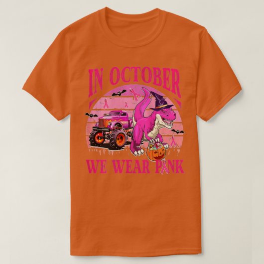 In oktober Draag we roze borstkanker Trex Dino Ki T-shirt (Design voorkant)
