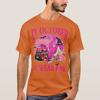 In oktober Draag we roze borstkanker Trex Dino Ki T-shirt