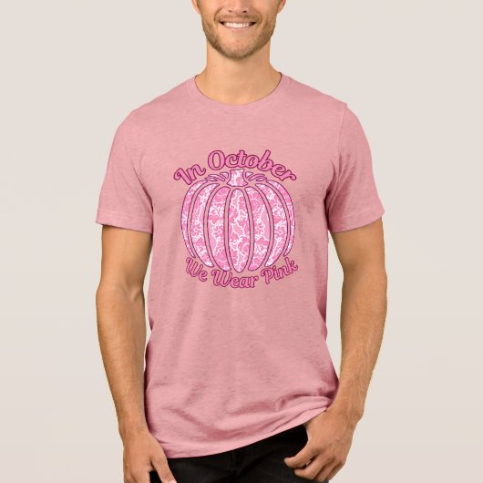 In oktober Draag we roze borstkanker Tri-Blend Shirt (Voorkant)