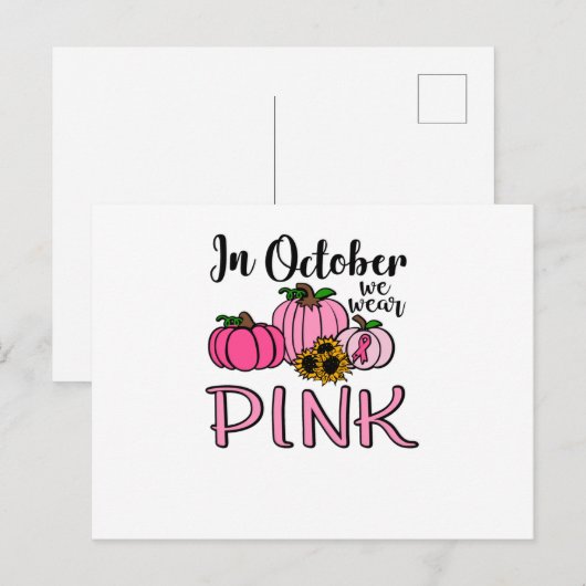 In oktober Draag we roze borstkanker Uitnodiging Briefkaart (Voorkant / Achterkant)