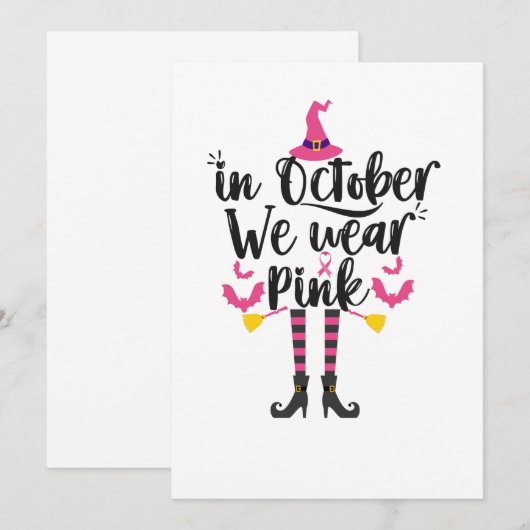 In oktober Draag we roze borstkanker wittekift Kaart (Voorkant / Achterkant)