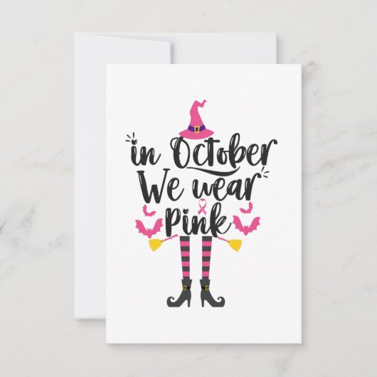 In oktober Draag we roze borstkanker wittekift RSVP Kaartje (Voorkant)