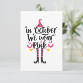 In oktober Draag we roze borstkanker wittekift RSVP Kaartje (Staand voorkant)