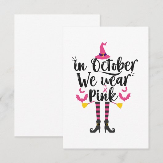 In oktober Draag we roze borstkanker wittekift RSVP Kaartje (Voorkant / Achterkant)