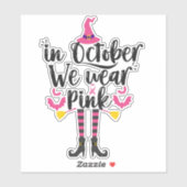 In oktober Draag we roze borstkanker wittekift Sticker (Vel)