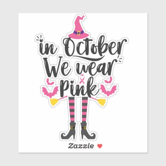 In oktober Draag we roze borstkanker wittekift Sticker (Vel)